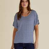 Maui Tee - Navy Blue/White Stripe