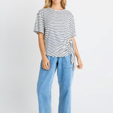 Knot Tee - White/Navy Stripe