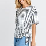 Knot Tee - White/Navy Stripe