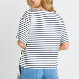Knot Tee - White/Navy Stripe