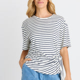 Knot Tee - White/Navy Stripe