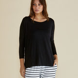Milan 3/4 Sleeve Top - Black