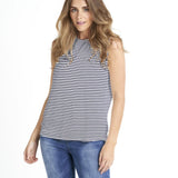 Capri Tank  - Navy Blue/White Stripe