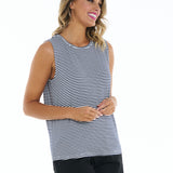 Capri Tank  - Navy Blue/White Stripe