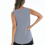 Capri Tank  - Navy Blue/White Stripe