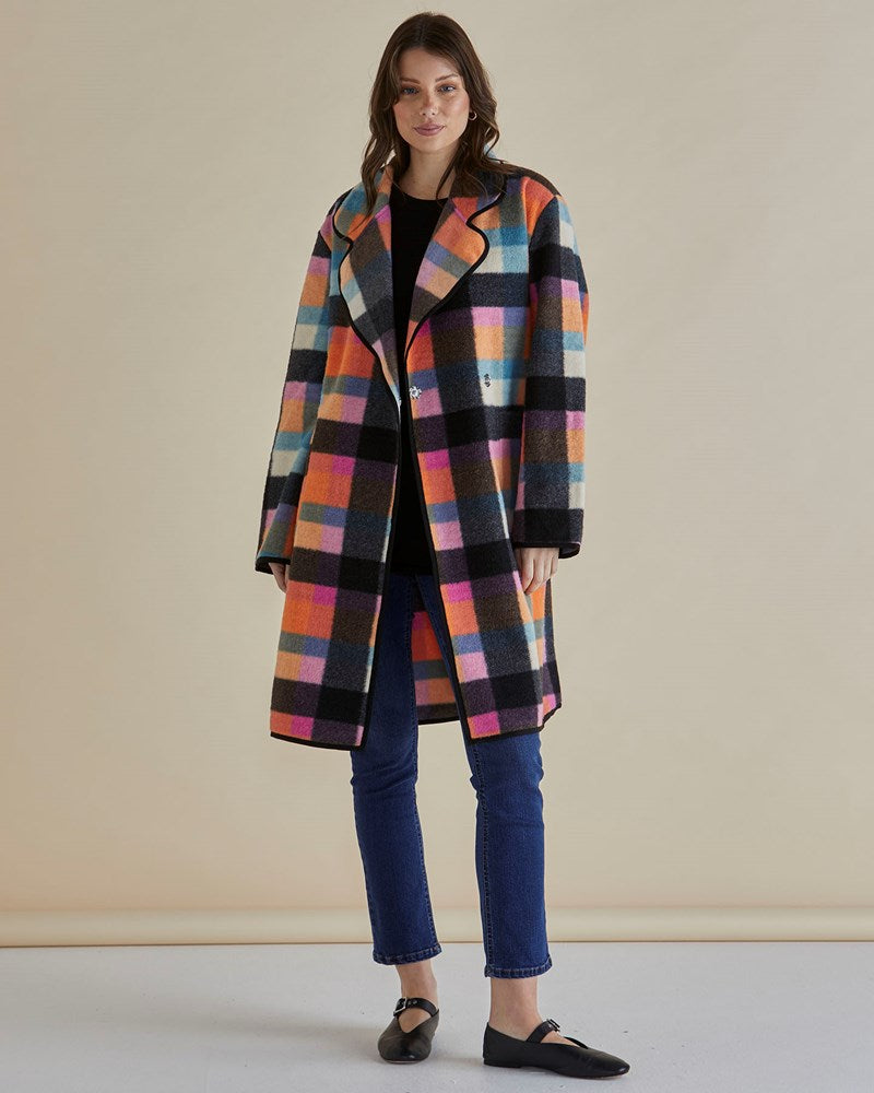 Ellie Coat - Rainbow Check