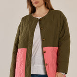 Quincy Jacket - Khaki/Pink