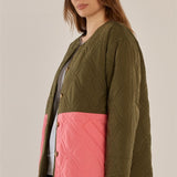 Quincy Jacket - Khaki/Pink
