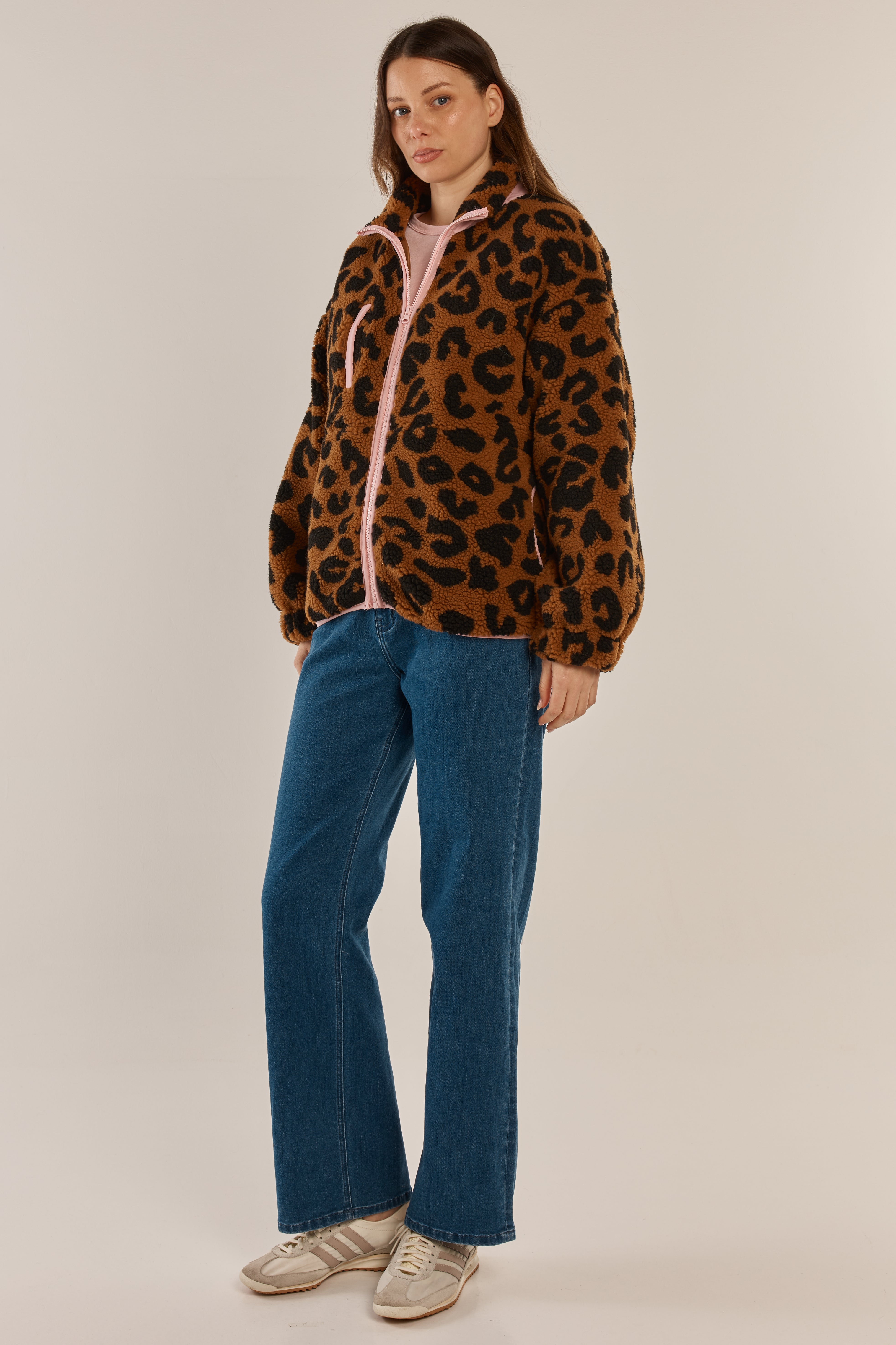 Jayne Fleece Jacket - Animal/Pink | Betty Basics | Everyday