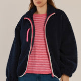 Jayne Fleece Jacket - Navy/White