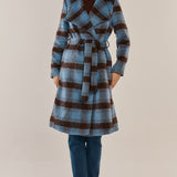 Britney Coat - Blue/Chocolate Check