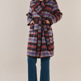 Oslo Coat - Purple/Orange Check