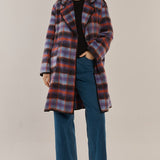 Oslo Coat - Purple/Orange Check