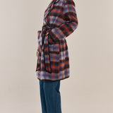 Oslo Coat - Purple/Orange Check