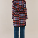 Oslo Coat - Purple/Orange Check