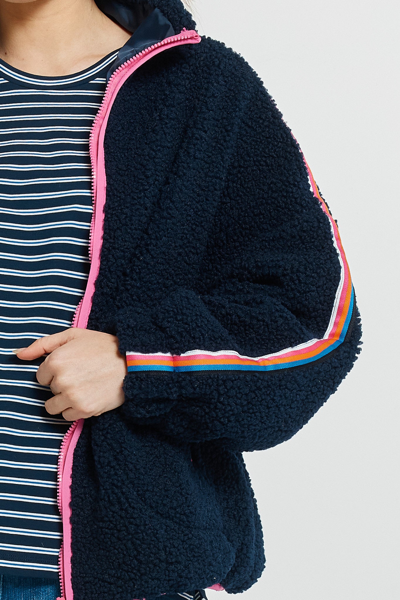 Aubrey Fleece Jacket - Navy/Rainbow | Betty Basics | Everyday