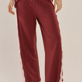Evelyn Wide Leg Jogger - Burgundy