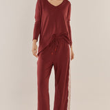 Evelyn Wide Leg Jogger - Burgundy