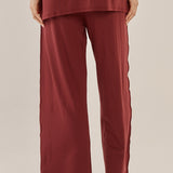 Evelyn Wide Leg Jogger - Burgundy