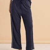 Evelyn Wide Leg Jogger - Petrol/White