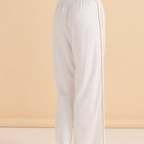 Evelyn Wide Leg Jogger - White/Beige