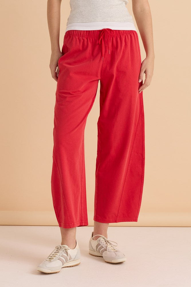 Barrel Leg Sweatpant - Red