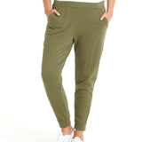Lindsay Elastic Waistband Slim Leg Cotton Jogger Pants - Khaki