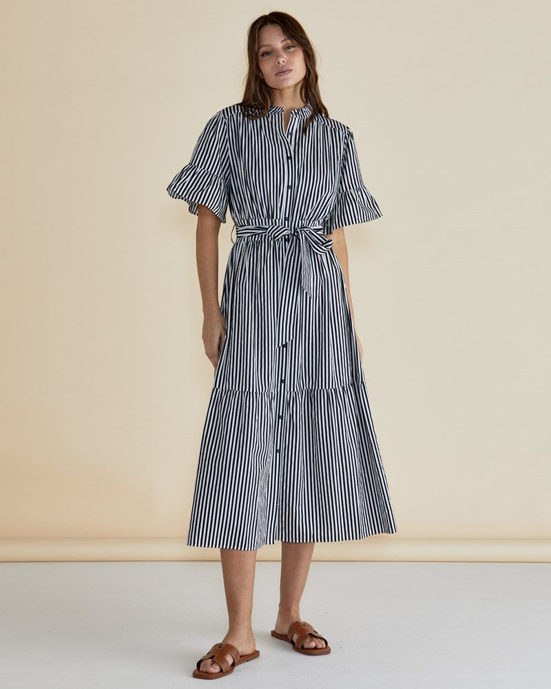 Jamilla Dress - Navy Stripe