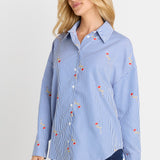 Sage Shirt - Rose Stripe