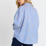 Sage Shirt - Rose Stripe