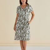 Elwood Dress - Olive Geometric Print