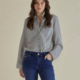 Crinkle Shirt - Black/White Stripe