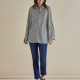 Crinkle Shirt - Black/White Stripe