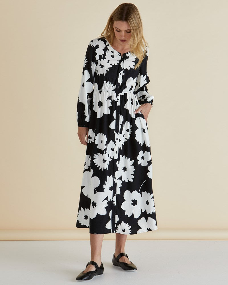 Aries Dress - Monochrome Floral