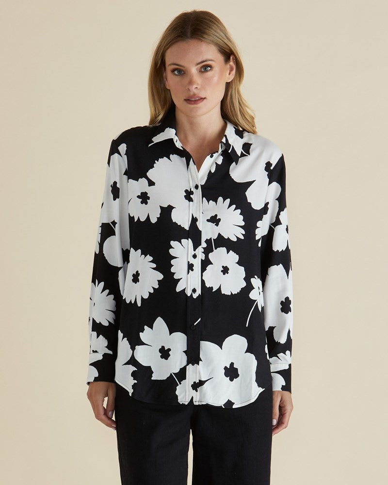 Rosie Shirt - Monochrome Floral