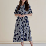 Skye Dress - Navy Geo