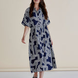 Skye Dress - Navy Geo