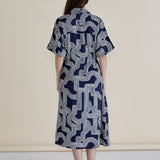 Skye Dress - Navy Geo