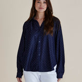 Lizza Embellished  Shirt - Dark Blue
