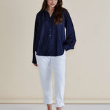 Lizza Embellished  Shirt - Dark Blue