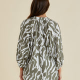 Grazia Blouse - Olive Geometric Print