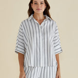 Lynwood Linen Shirt - Black/White Stripe