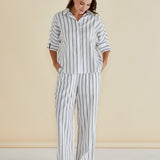 Lynwood Linen Shirt - Black/White Stripe