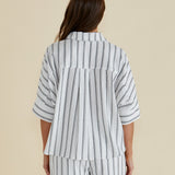 Lynwood Linen Shirt - Black/White Stripe