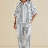 Lynwood Linen Shirt - Black/White Stripe