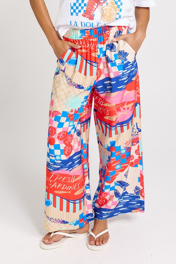 Sable Wide Leg Pant - Mediterranean Print | Betty Basics