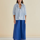 Charli Blouse - Blue Lotus Print