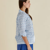 Charli Blouse - Blue Lotus Print