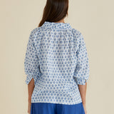 Charli Blouse - Blue Lotus Print