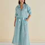Tatum Wide Leg Pant - Green Stripe